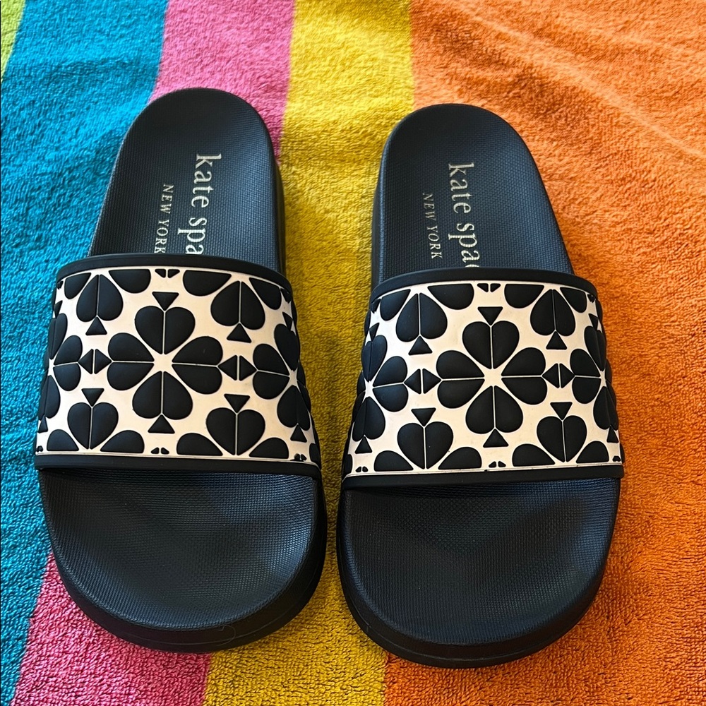 kate spade Navy and White Floral Slide Sandals - Picture 3 of 15